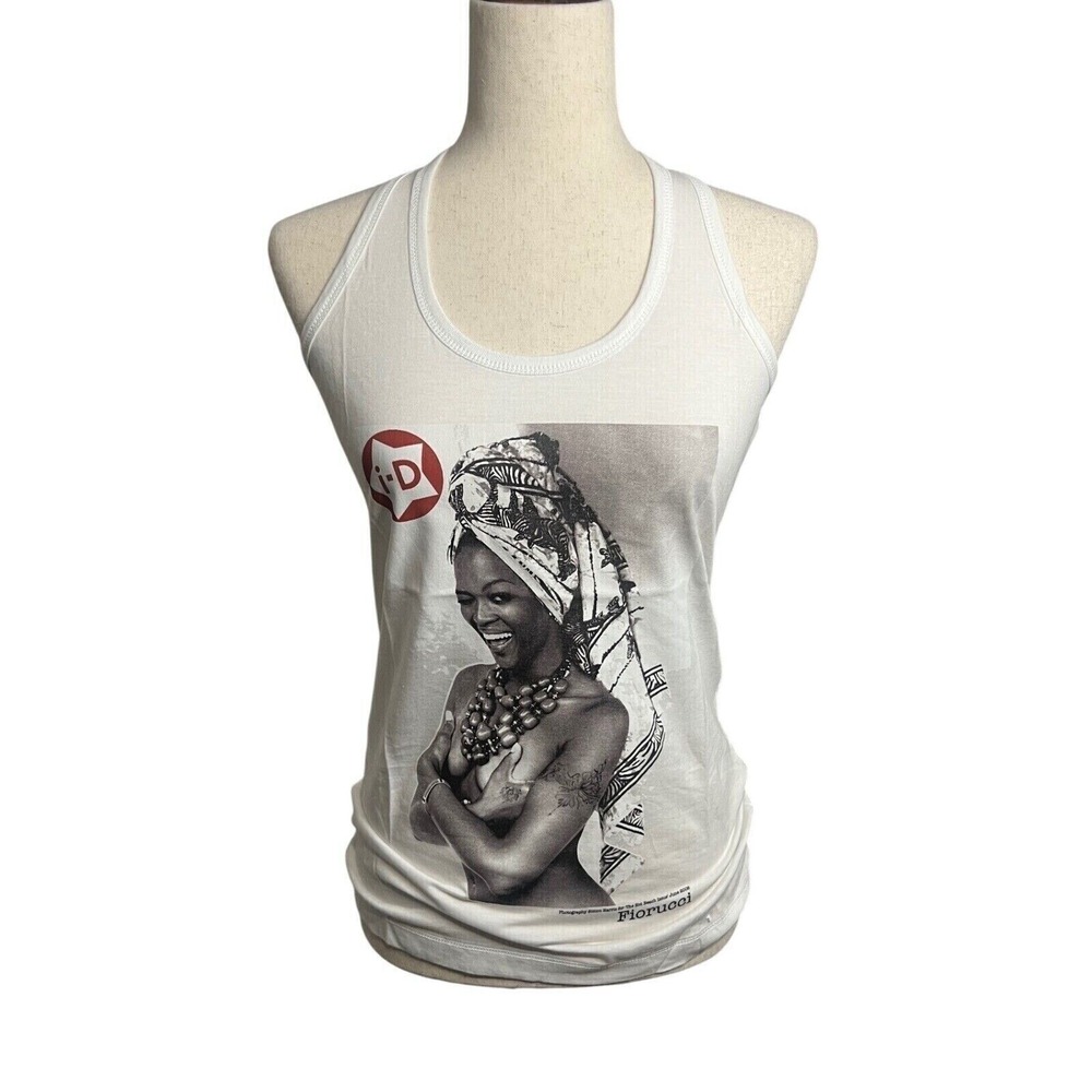 NWT Fiorucci X Naomi Campbell Collab White Tank Top Size Small Hot Beach Issue‎